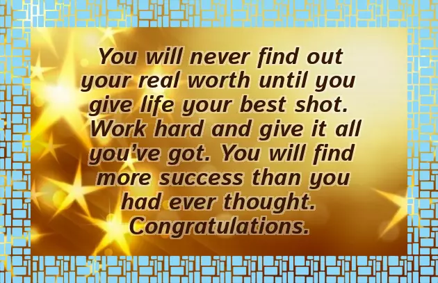 Congratulations Great Job