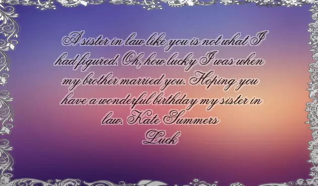 Bday Msg For Sister In Law