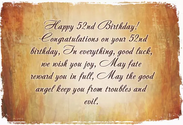 Birthday Wishes For 52 Year Old Man