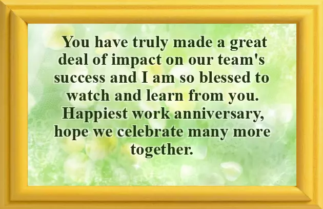 Work Anniversary Message