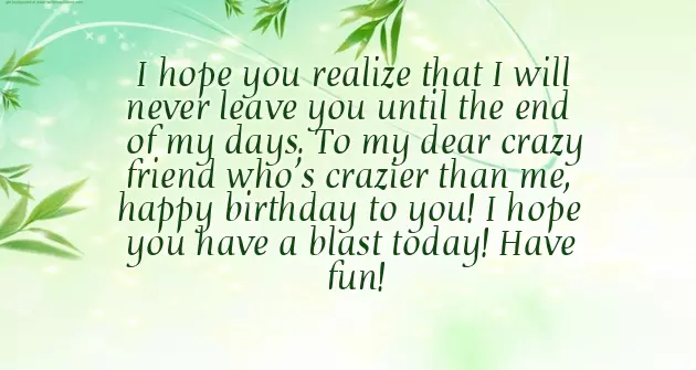 Happiest Birthday To My Crazy Friend Happiest Birthday To My Crazy Friend