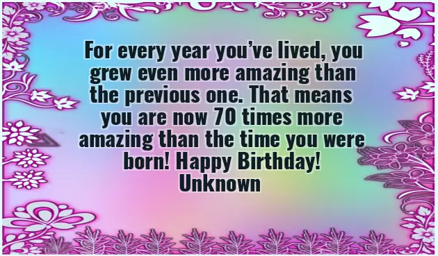 70Th Birthday Wishes Female