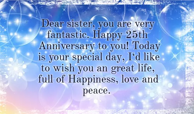 25Th Anniversary Wishes For Sister