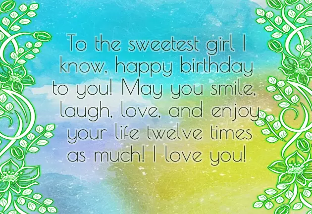 Birthday Wishes For 12 Year Girl