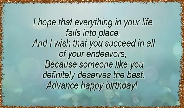 Advance Birthday Wishes For Friend
