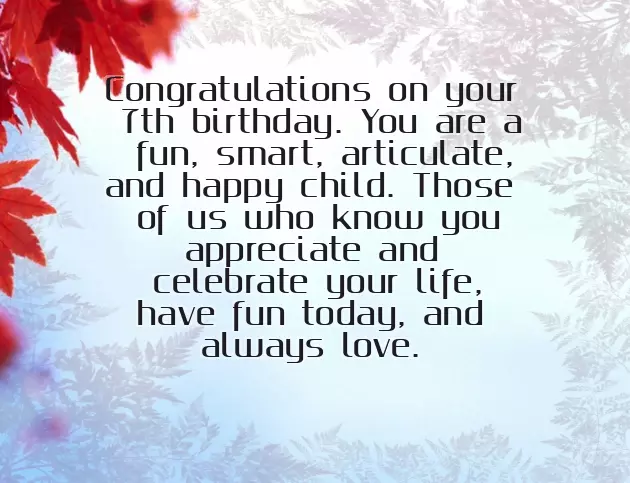 Birthday Greetings 7 Years Old Girl