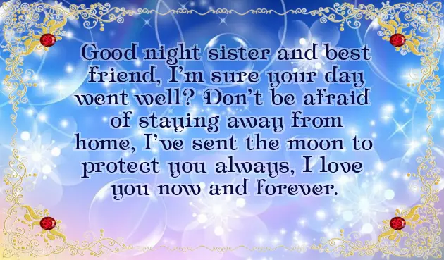 Good Night Wishes Sister