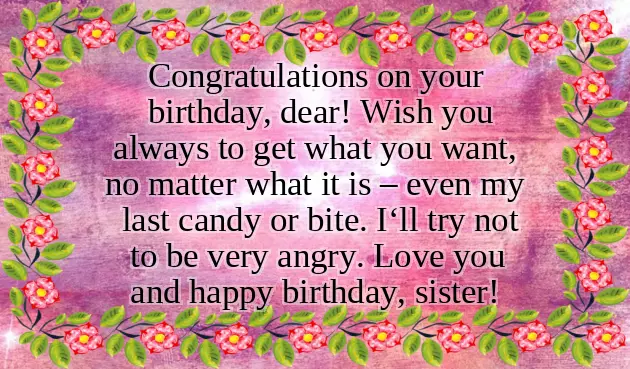 Birthday Funny Wishes For Sister