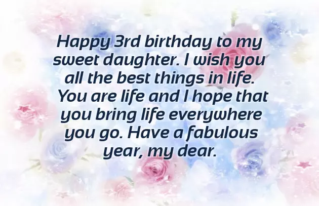 Happy Birthday To 3 Year Old Daughter