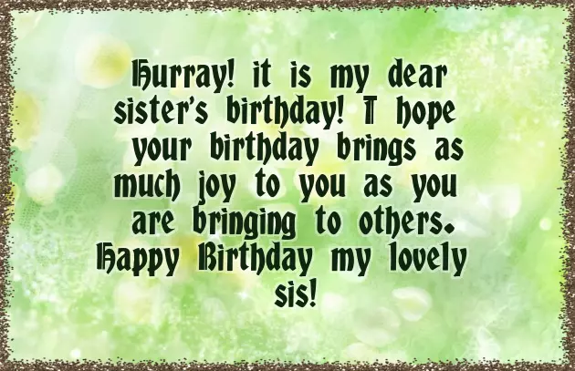 Younger Sister Happy Birthday Wishes