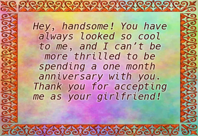 First Month Anniversary Status First Month Anniversary Status