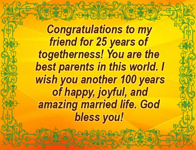25Th Anniversary Wishes For Friends