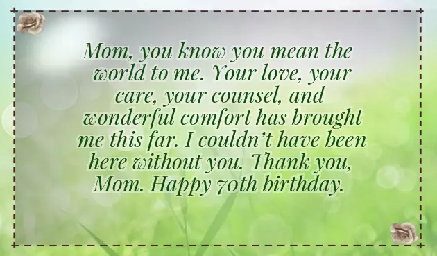 70Th Birthday Greetings For Mother