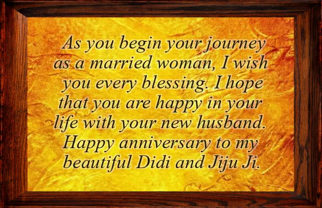Wedding Anniversary Wishes To Sister And Jiju