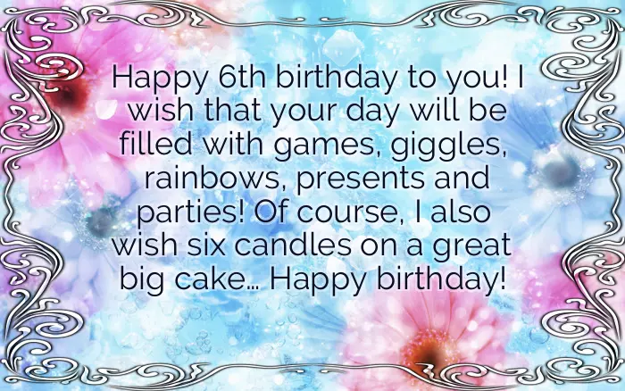 Birthday Wishes For Girl 6 Years Old