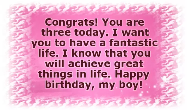Happy Birthday Wish For 3 Year Old Boy