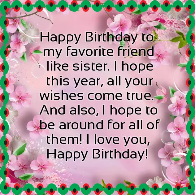 Birthday Wishes Sister Like Friend