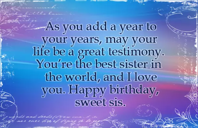 Happy Birthday To My Only Sister