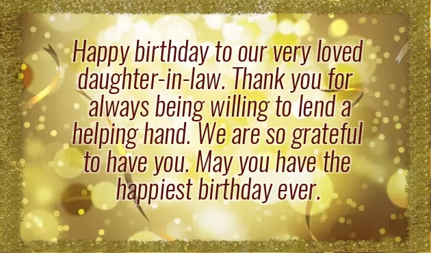 Happy Birthday To A Wonderful Daughter In Law