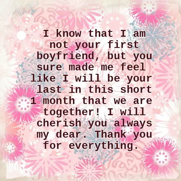 First Month Anniversary Status First Month Anniversary Status