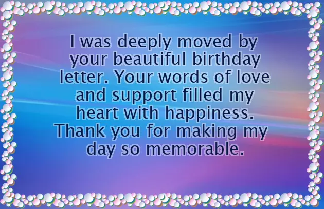 Letter Of Thanks For Birthday Wishes