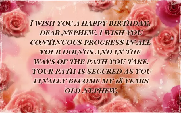 Birthday Wishes For Nephew 18 Years Old