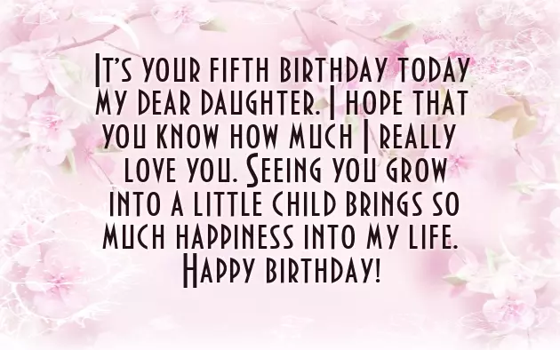 Happy Birthday Wishes For 5 Year Girl