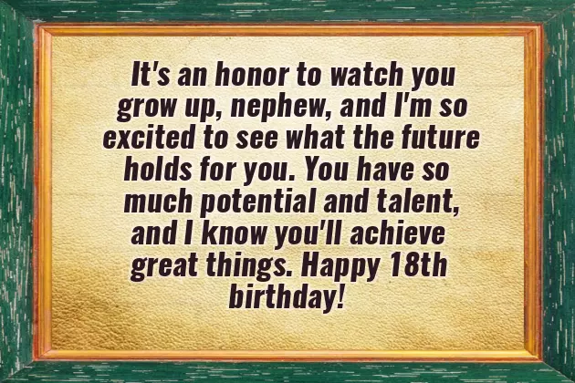 Birthday Wishes For Nephew 18 Years Old