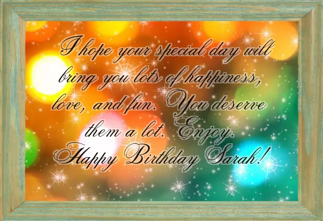 Happy Birthday To Sarah Happy Birthday To Sarah