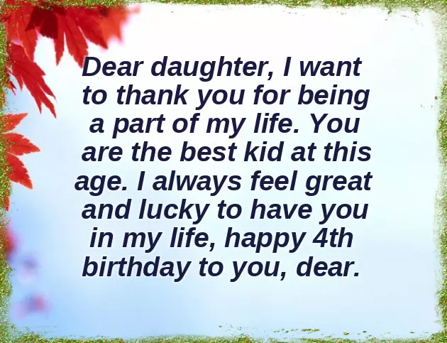 Happy Birthday To My Daughter 4 Years Old