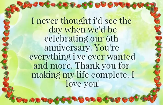 6Th Anniversary Wishes For Wife