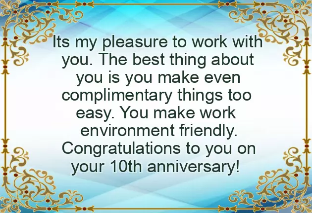 Congratulations For Work Anniversary Message