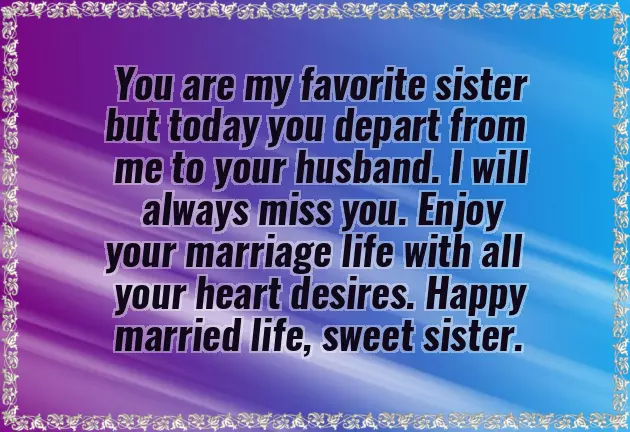 Sister Marriage Wishes In English