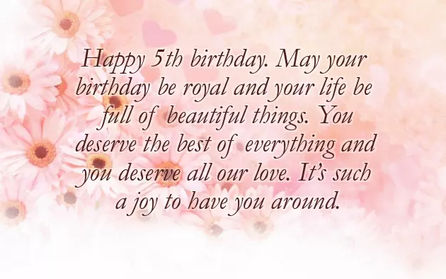 Birthday Wishes For 5 Year Child