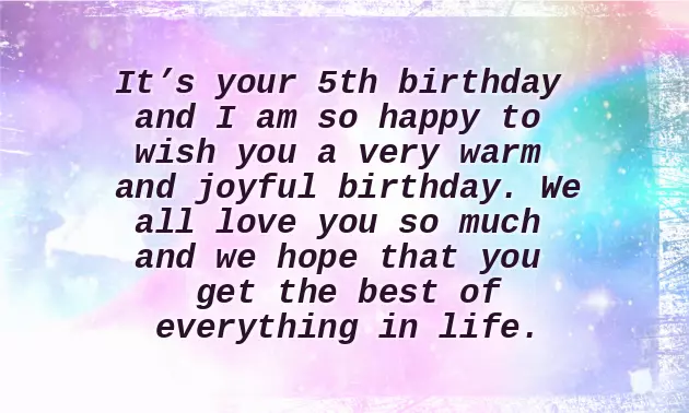 Birthday Wishes For 5 Year Child