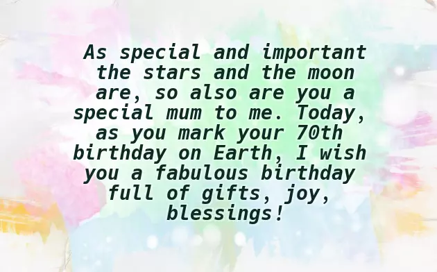 70Th Birthday Greetings For Mother