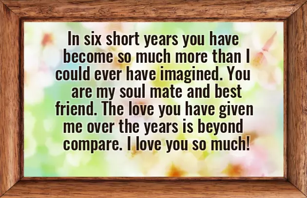 6Th Anniversary Wishes For Wife