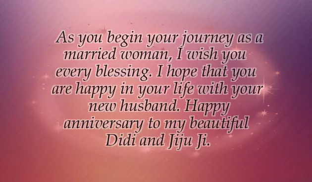 Anniversary Wishes For Sister And Jiju In English