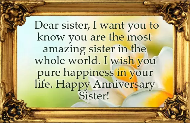 Happy Anniversary Sister Wishes