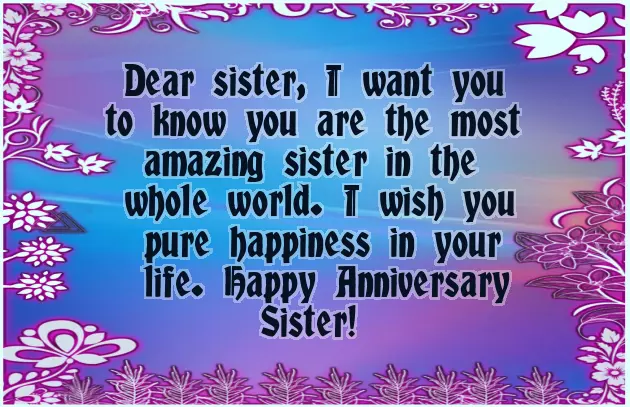 Wedding Anniversary Wishes To My Sister