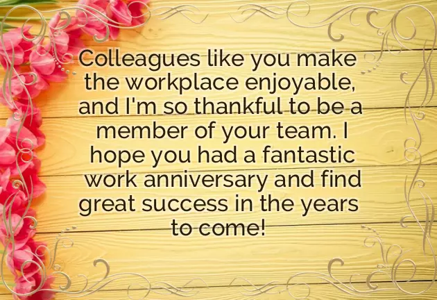 Congratulations To Colleague On Work Anniversary
