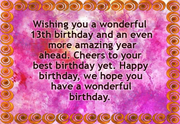 Birthday Wishes For 13 Year Old Girl
