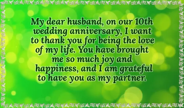 10Th Wedding Anniversary Message