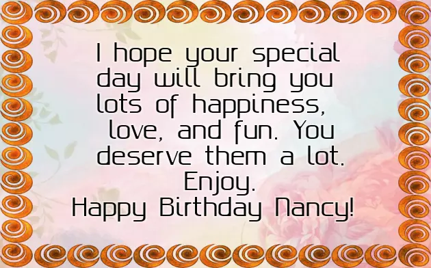 Happy Birthday Nancy Happy Birthday Nancy
