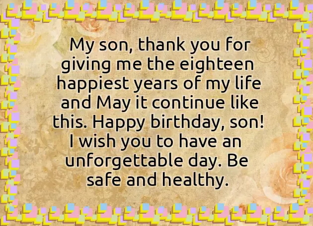 Happy 18Th Birthday Wishes For Son