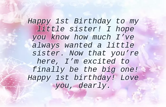 Birthday Wishes For Baby Girl Sister