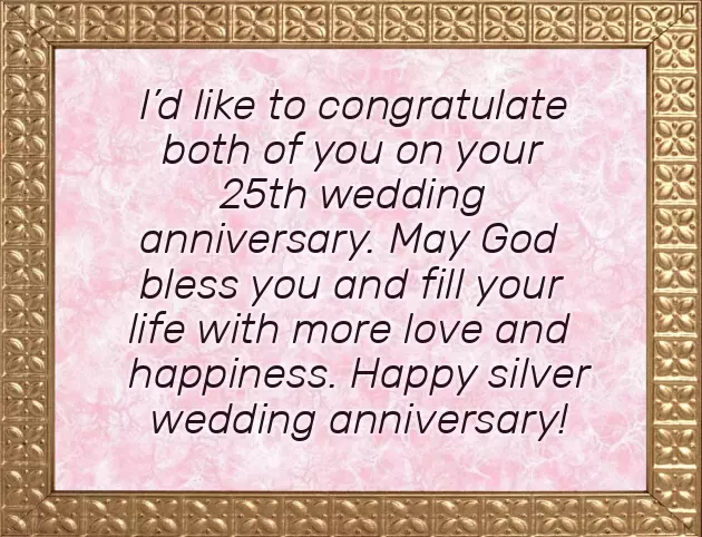 25Th Anniversary Wishes For Parents In English