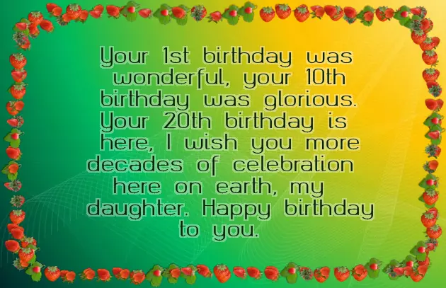 Daughter 20Th Birthday Wishes Daughter 20Th Birthday Wishes