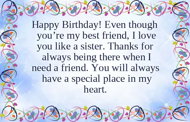 Birthday Wishes Sister Like Friend