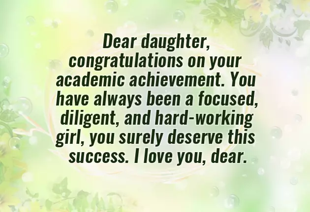 Congratulation Message For Honor Daughter